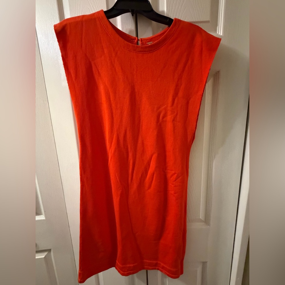 Free People Bold Orange Sleeveless Sweatshirt Dress